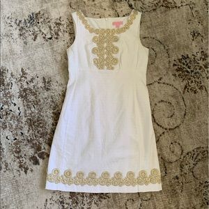 Lilly Pulitzer white & gold shift dress